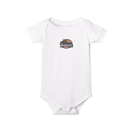 Midwest Roots Baby Onesie – Infant Jersey One-Piece with Skyline Logo