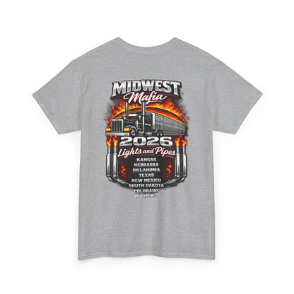 Midwest Mafia 2026 Trucker Tee — Lights & Pipes Tour Shirt
