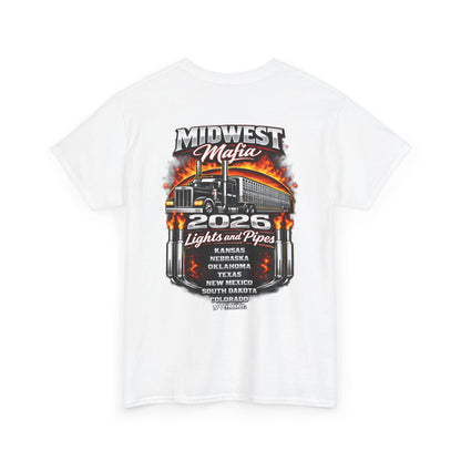 Midwest Mafia 2026 Trucker Tee — Lights & Pipes Tour Shirt